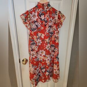 Floral Ruffle Sleeve Dress